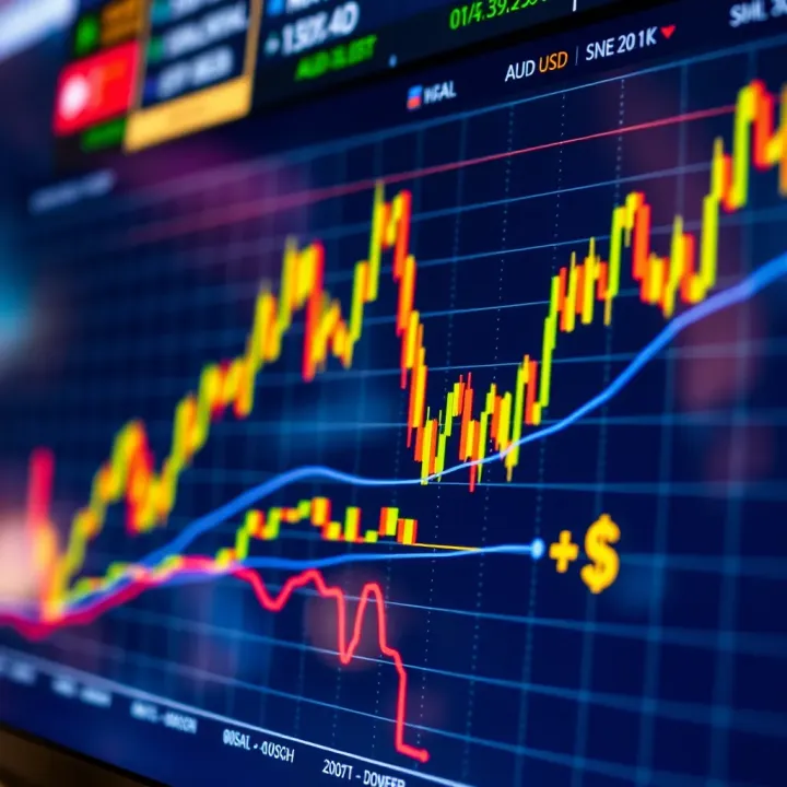 Chart illustrating market forecasts and expert analysis for AUD/USD currency movements