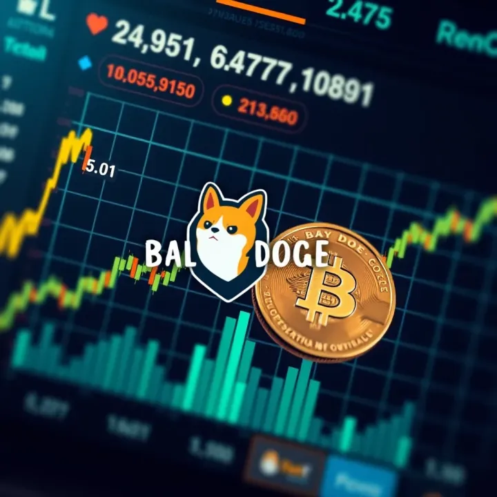Digital chart displaying the growth potential of a cryptocurrency with a Baby Doge Coin logo
