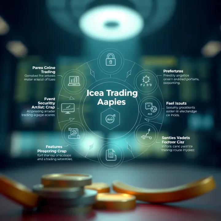 Conceptual diagram showing factors to consider when choosing a trading app including security, features, and user experience