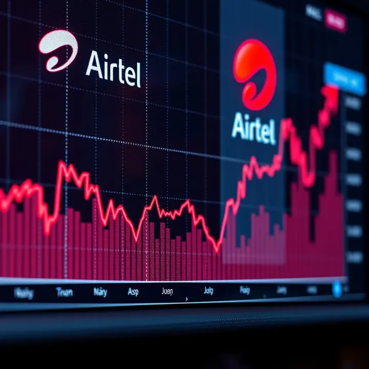 Bharti Airtel Share Price Trends Analysis Graph showing Bharti Airtel stock price trends over time with upward and downward movements