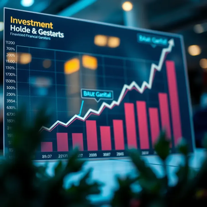 Financial growth chart depicting investment strategy trends and capital expansion