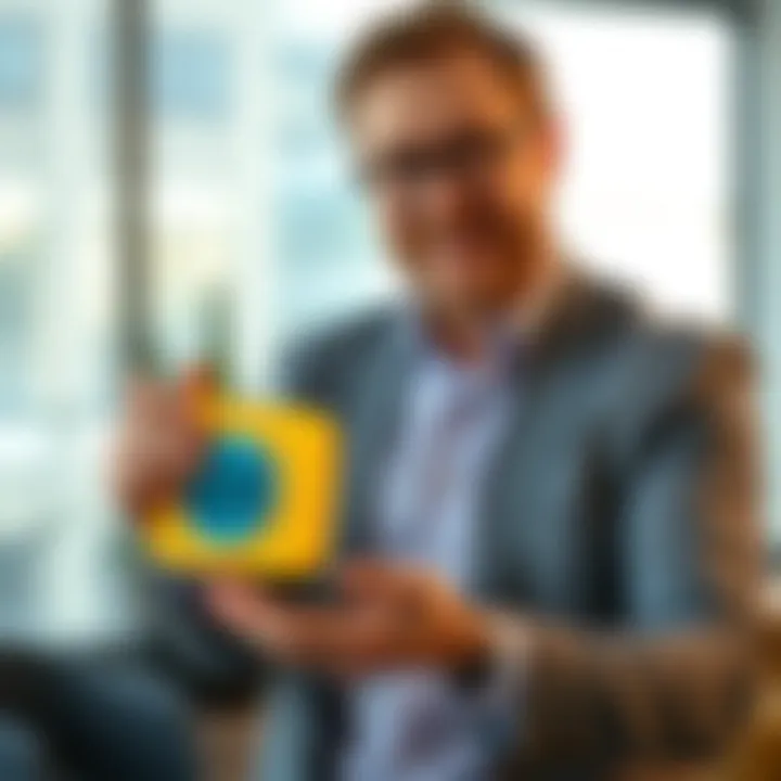 Aaron Krause presenting the Scrub Daddy sponge in a business setting