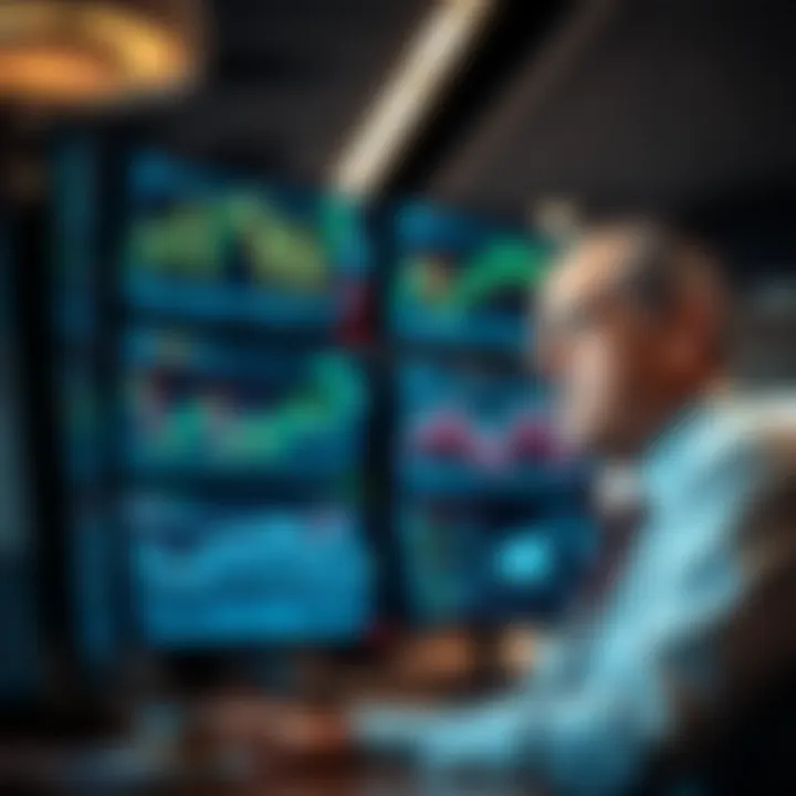 Brett Icahn analyzing financial charts and data on multiple screens