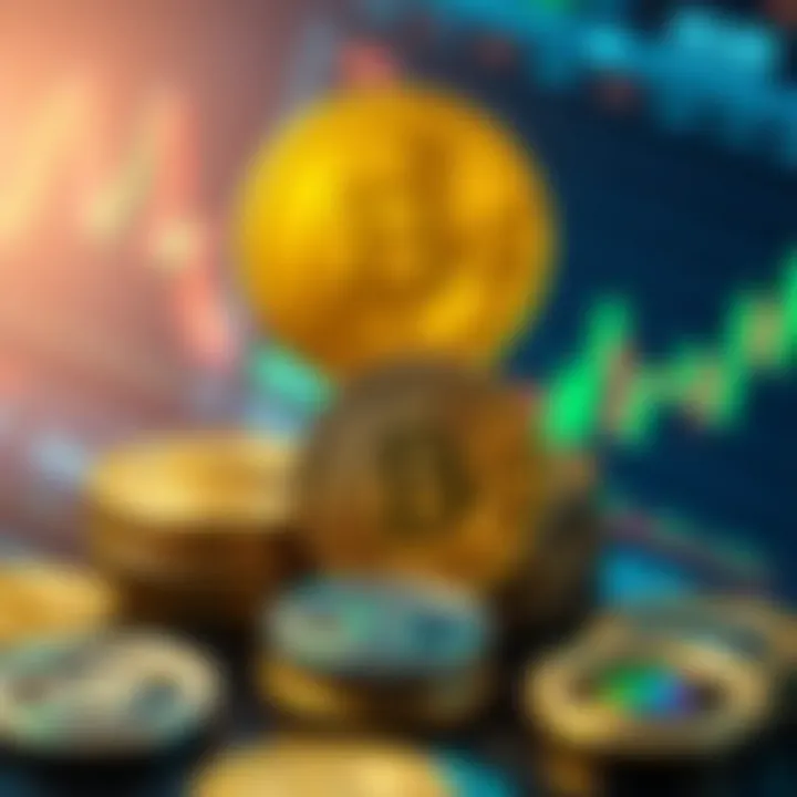 Illustration of cryptocurrency market dynamics with digital tokens and data analysis