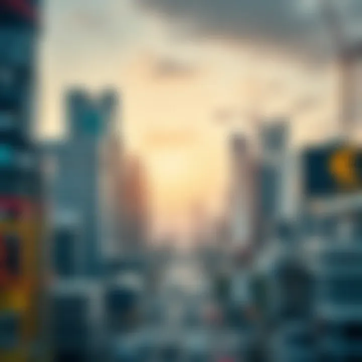 Key Economic Sectors Powering Urban Trading Centres in India Close-up of diverse industrial sectors including technology, finance, and manufacturing represented in a modern city landscape
