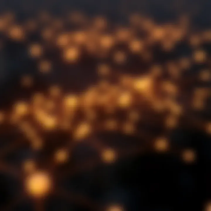 Digital illustration of blockchain nodes interconnected representing Cosmos network technology and its impact on cryptocurrency value
