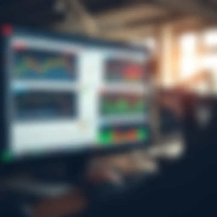 Screenshot of QXBroker trading platform showing various financial charts and tools