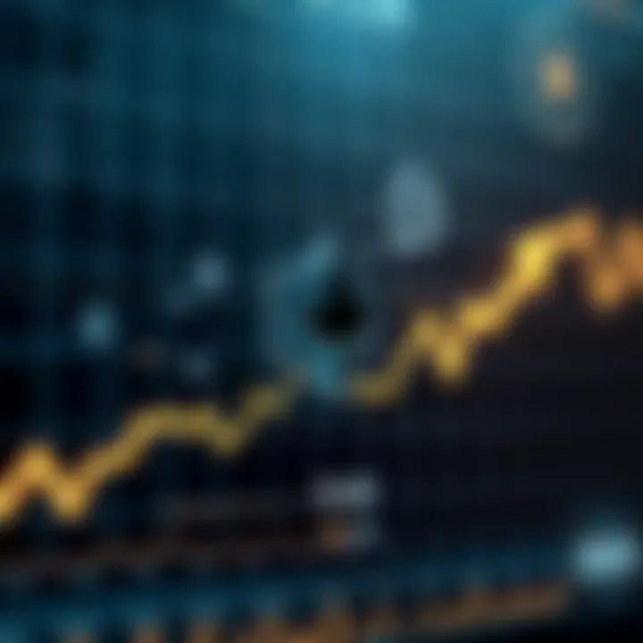 Visualizing Ethereum Price Movements and Technological Impact Graph showing Ethereum price fluctuations with technological icons and upward trend arrows