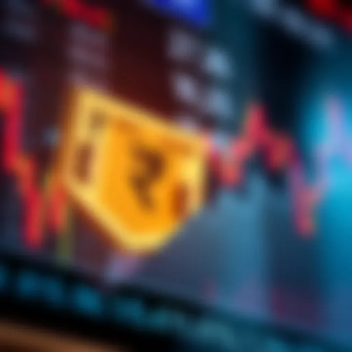 Graph depicting currency exchange trends with Indian Rupee prominently displayed