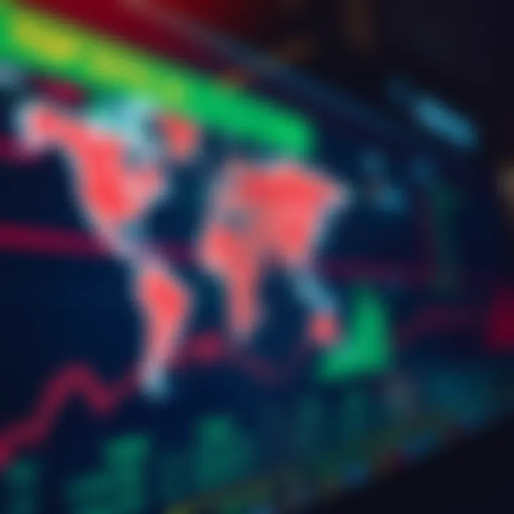 Global currency exchange rates depicted on digital financial screen
