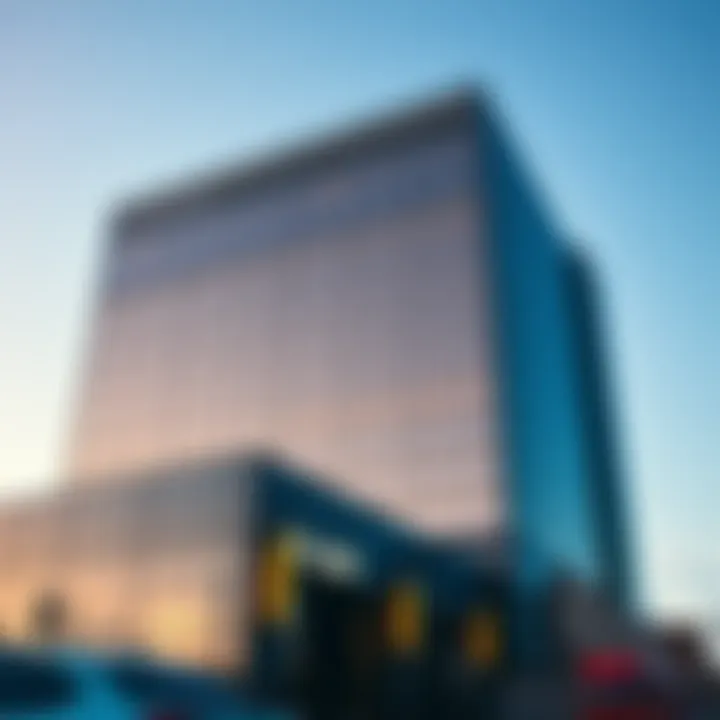 Modern corporate building representing Icahn Enterprises with a clear sky background