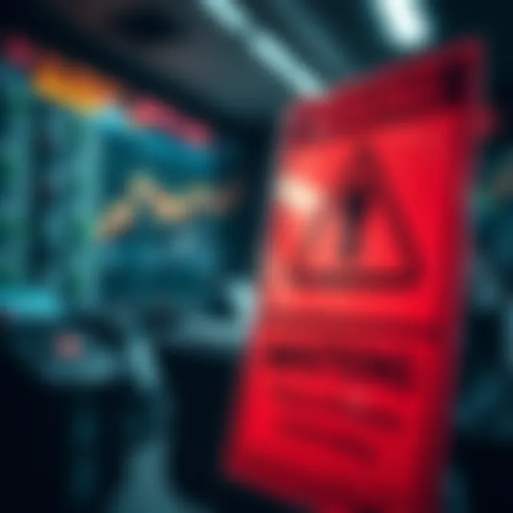 Risks and Regulatory Warnings in Binary Trading Conceptual illustration of financial risk and caution signs surrounding binary options trading