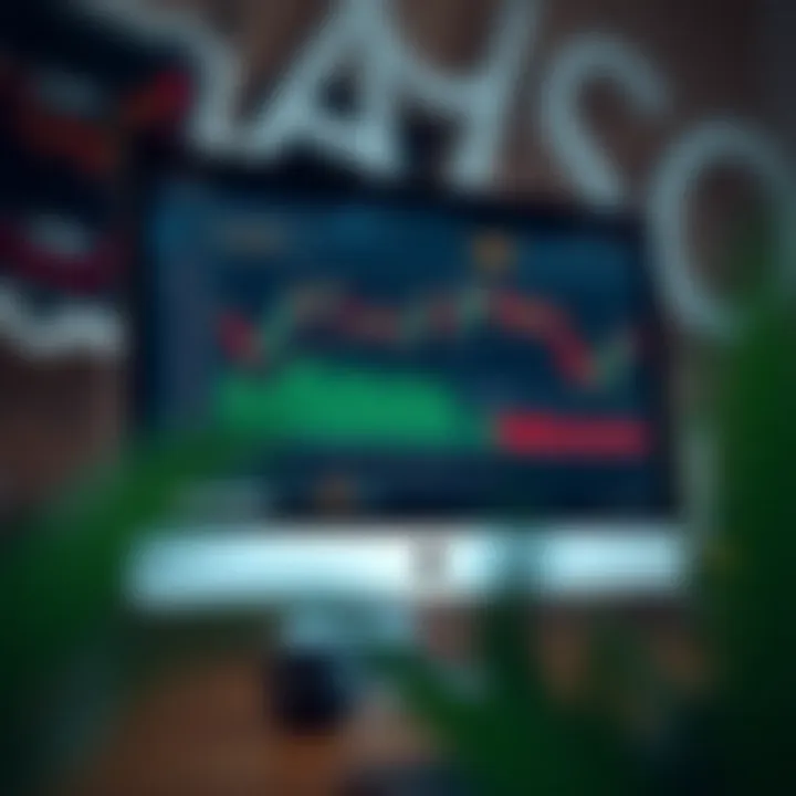 Computer screen showing Quotex trading platform interface with graphs and market data