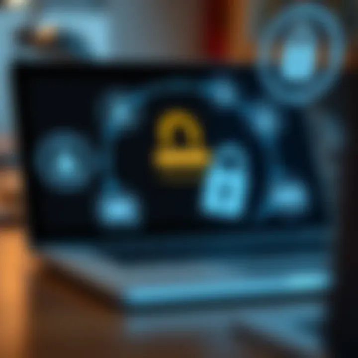 Secure password creation on a digital device with security icons surrounding