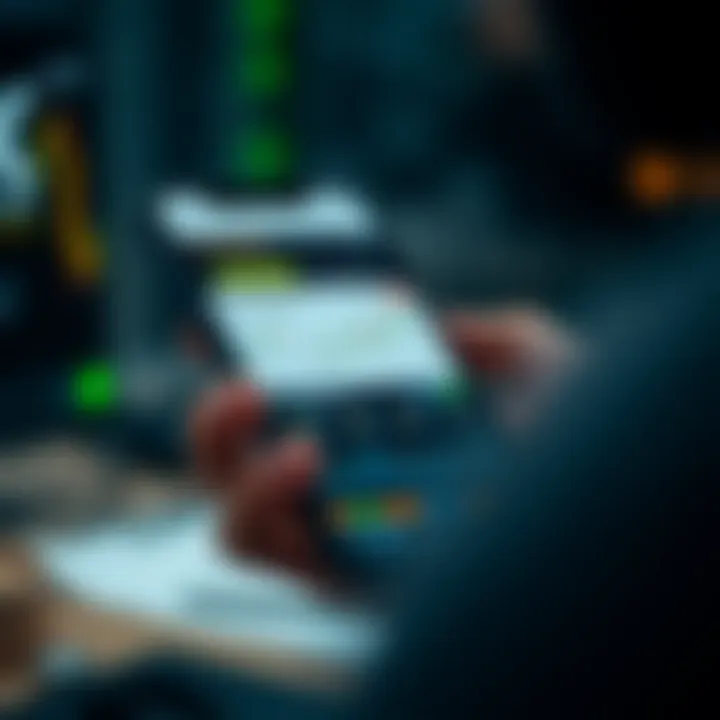 Mobile device displaying QX Broker's user-friendly app with account management and trading features