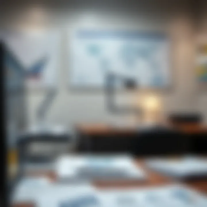 Office workspace with maritime charts and business documents illustrating strategic planning