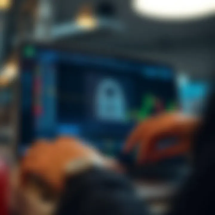 Secure login screen emphasizing data protection and user authentication for trading software