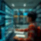 Illustration of a user navigating a digital library with filters for free educational resources in India