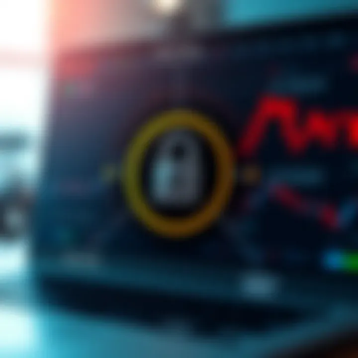 Graphical representation of secure login and account protection measures for online trading platforms
