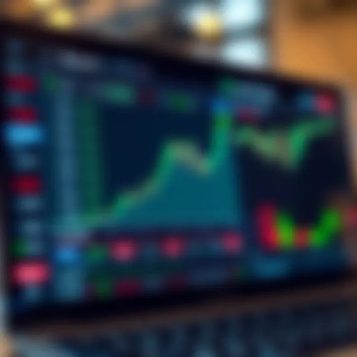 Interface of a binary trading application showing asset price trends and options