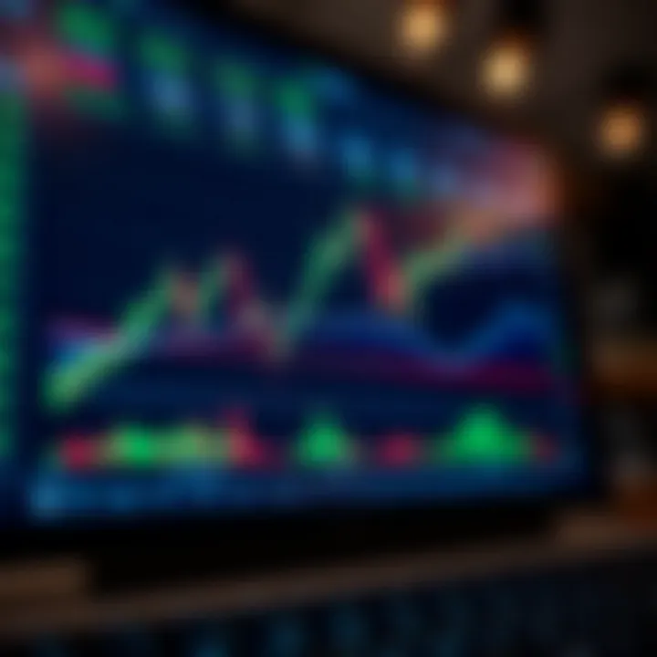 Illustration showing the interface of a binary trading platform with candlestick charts and trading options in the Indian market context