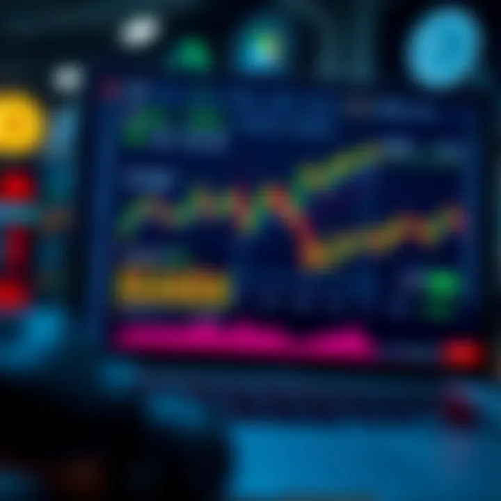 Digital Platform for Testing Cryptocurrency Trading Strategies Illustration of a digital interface showing various crypto trading features and analytics for strategy testing