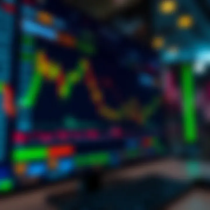 Digital Trading Platform Interface with Market Data Illustration of a digital trading platform interface displaying charts and market data