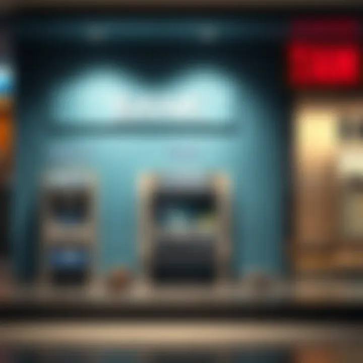 Illustration of multiple ways to withdraw money from a bank including ATM withdrawal, online transfer, and branch withdrawal