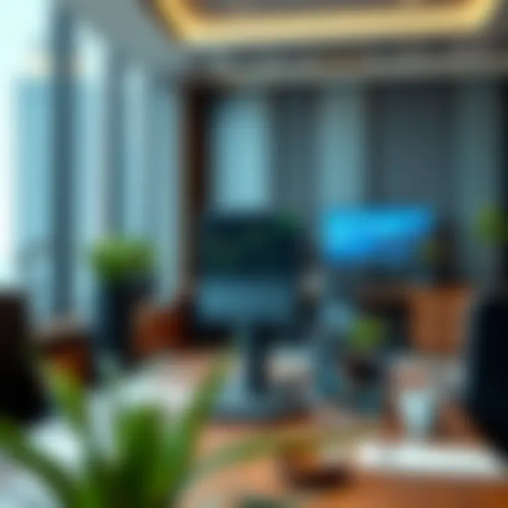 Modern office setup showcasing financial technology and trading platforms