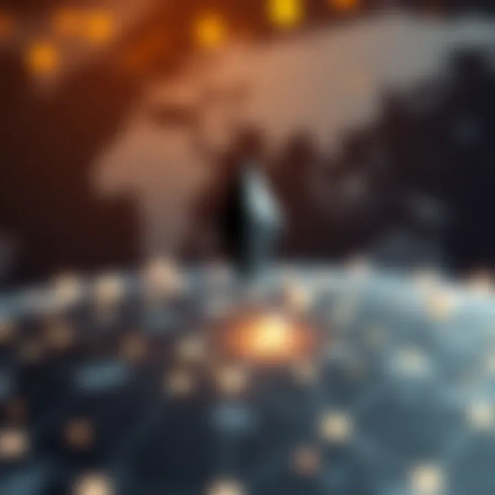 Visual representation of Ethereum blockchain network nodes interconnected globally