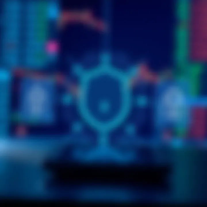 Secure trading environment with encryption and authentication icons illustrating platform security