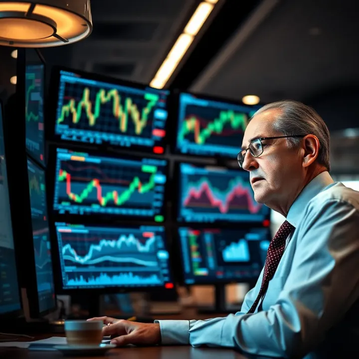 Brett Icahn analyzing financial charts and data on multiple screens