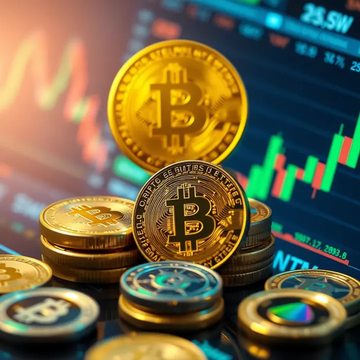 Cryptocurrency Market Dynamics Influencing BSW Coin Illustration of cryptocurrency market dynamics with digital tokens and data analysis