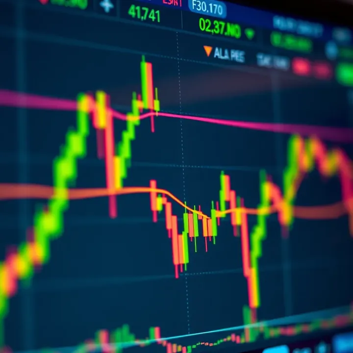 Graph showing forex currency pairs with fluctuating market trends on a digital trading screen