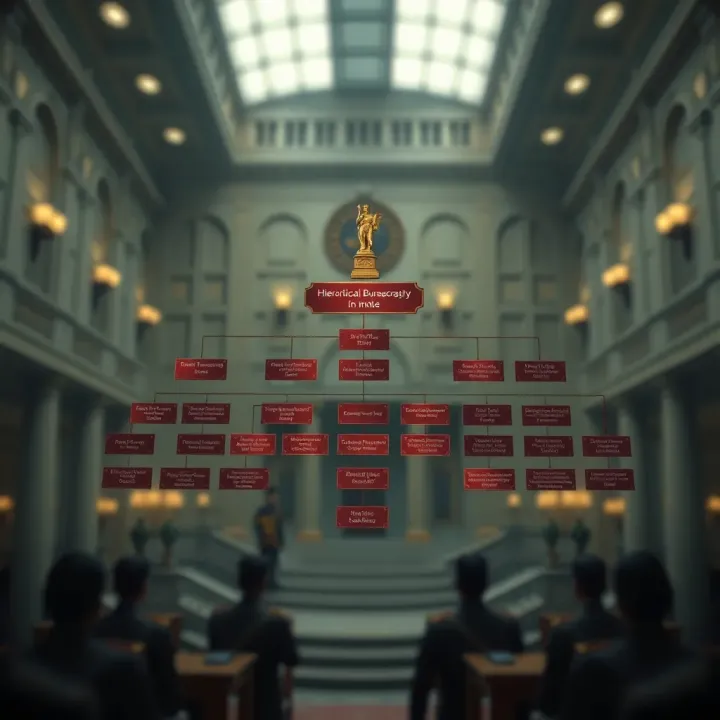 Diagram illustrating the hierarchical structure of the colonial administration in India during British rule
