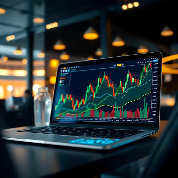 Illustration showing commission-free trading on Darwinex Zero platform with financial market graphs and transparent interface
