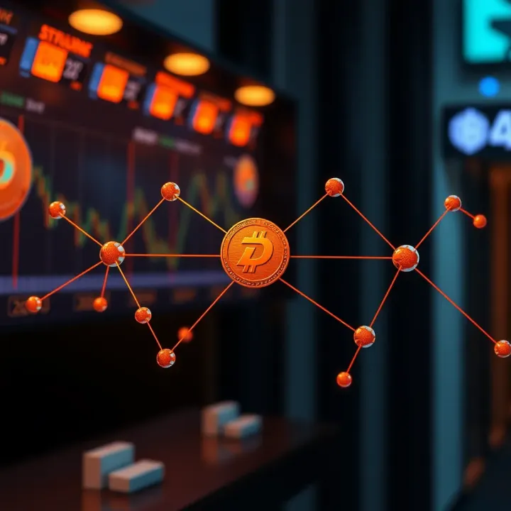 Visual representation of blockchain technology with interconnected nodes symbolizing Dash's secure network