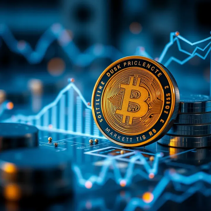 Forecasting Dusk Coin’s Market Potential Conceptual representation of digital currency growth with futuristic financial elements