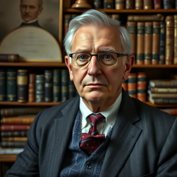 Portrait of Ed Craven against a backdrop of historical documents and books illustrating his early life and academic foundation