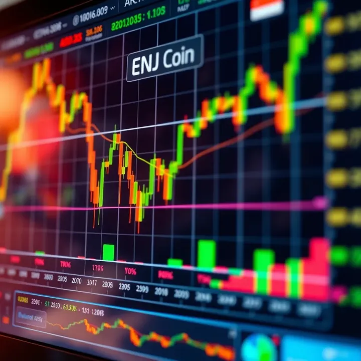 ENJ Coin Price Trends and Market Analysis Graph showing ENJ coin price trends with upward and downward movements in a digital financial market interface