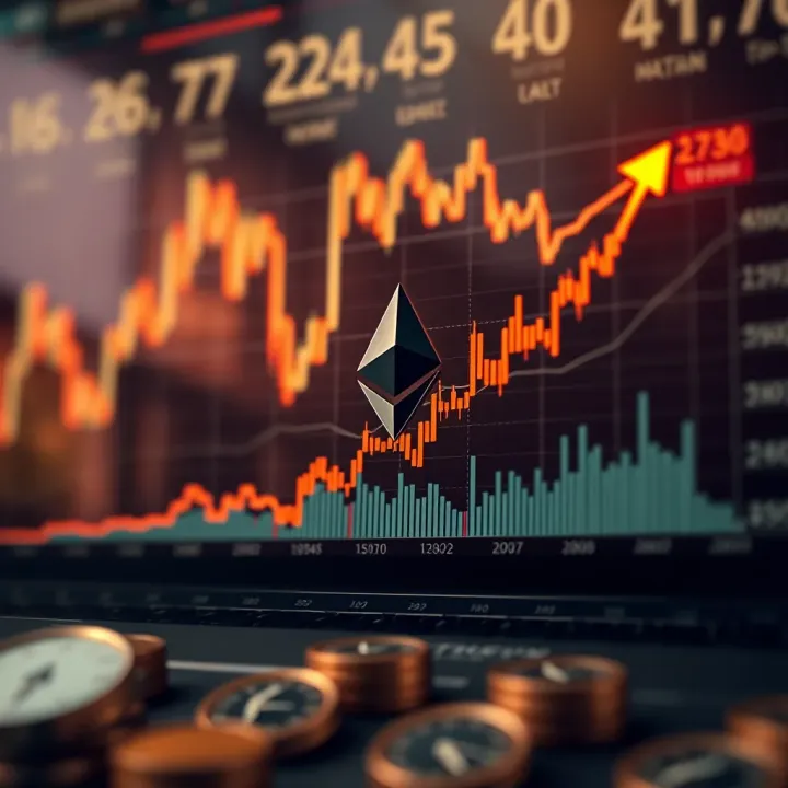 Ethereum Price Trend Analysis for Today Graph showing the latest upward trend in Ethereum price with market indicators