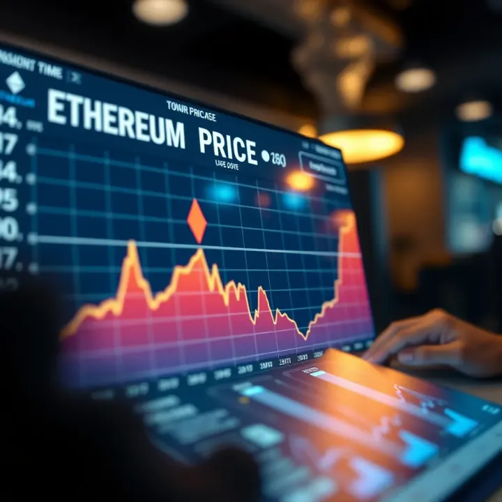 Graph showing upward and downward trends of Ethereum price over time