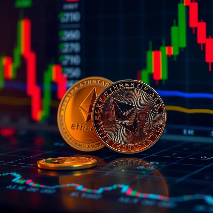 Comparison of Ethereum and other major cryptocurrencies' price movement on financial charts