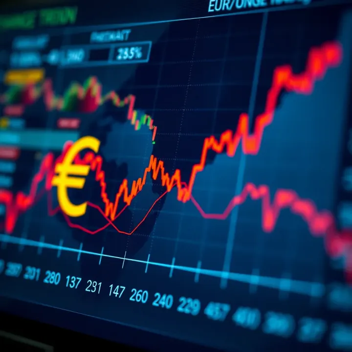 Graph showing fluctuations in EUR/USD exchange rate over recent months