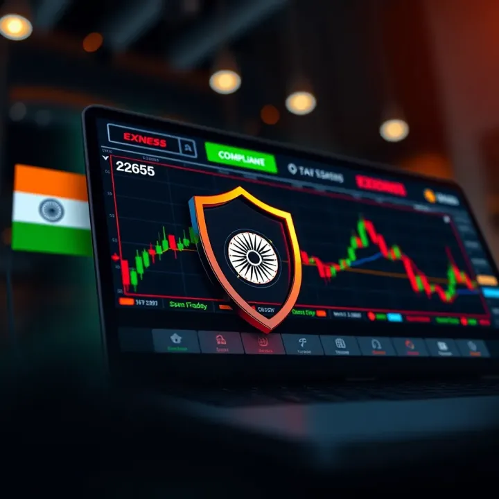 Conceptual graphic showing secure online trading platform interface with Indian flag elements representing compliance and safety for traders