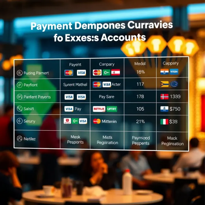 Payment Methods and Currency Options for Funding Exness Accounts Graphic depicting multiple payment methods and currencies accepted by Exness for account funding