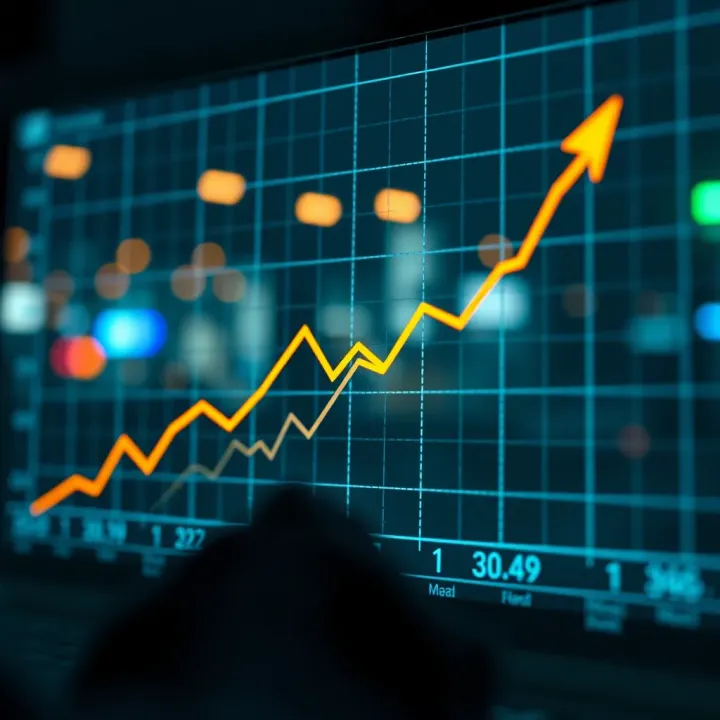 Graph showing upward trend lines representing Reliance Industries' growth and market expansion