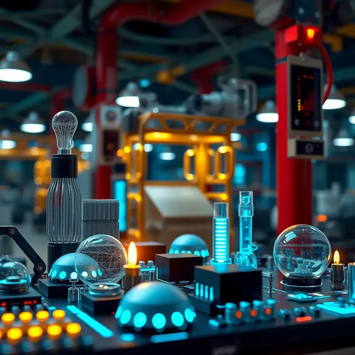 Technological Innovations Shaping Reliance's Future Digital representation of technological innovation with futuristic icons and industrial elements