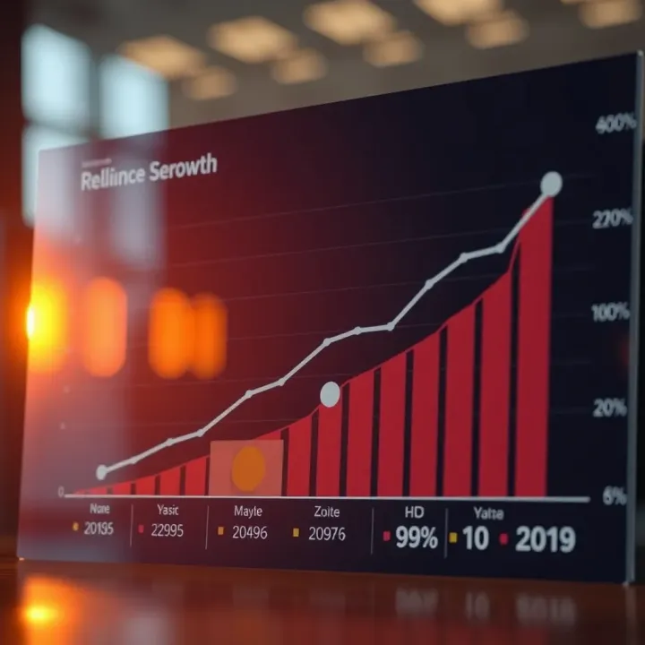 Graph showing projected growth trends in Reliance Industries' business segments over a decade