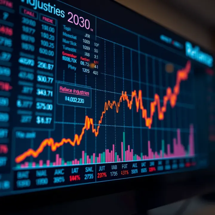 Graph showing upward trend in stock price with financial data overlays